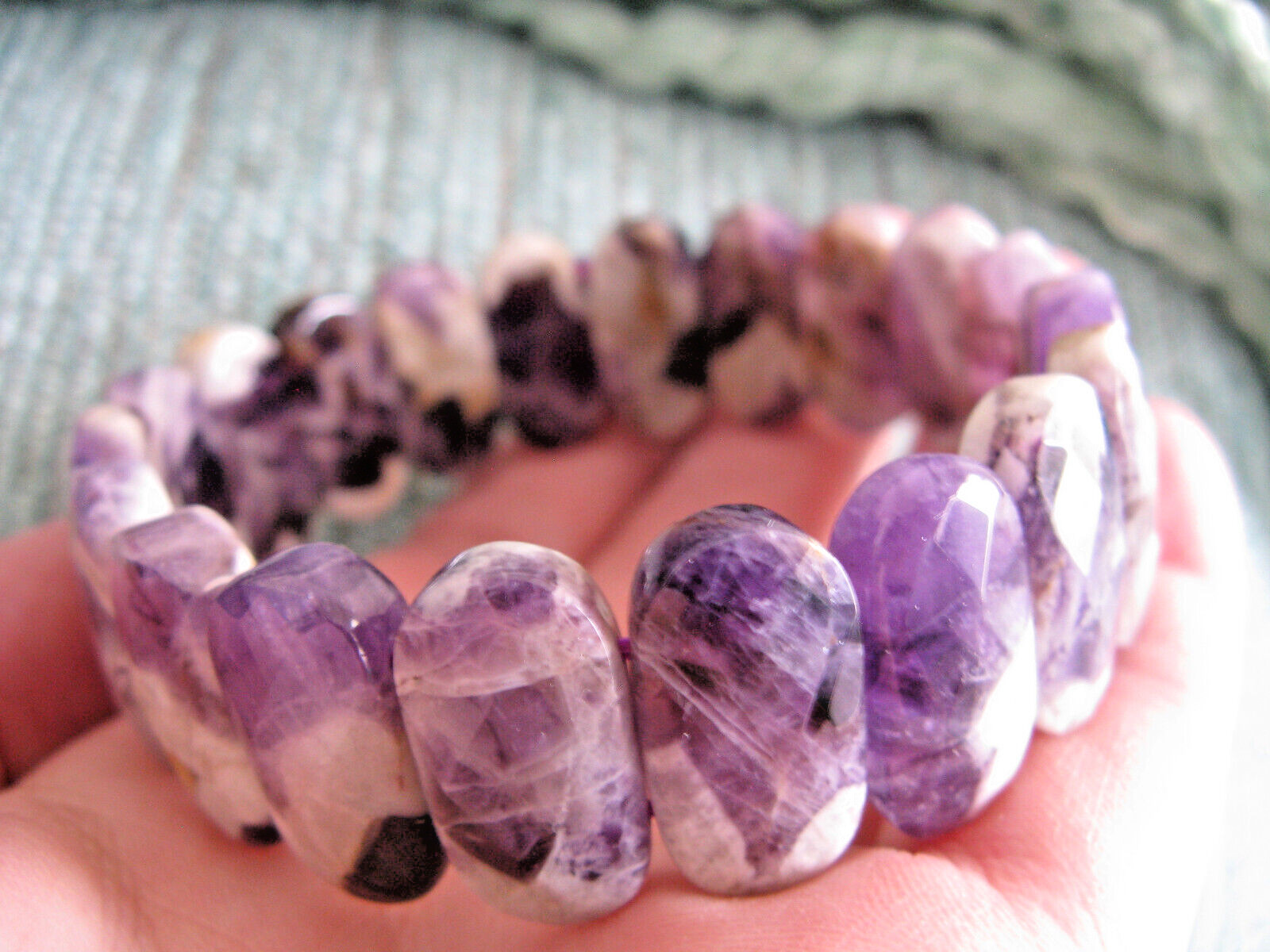 NEW CHUNKY NATURAL BRAZILIAN SUPER 7 AMETHYST CRYSTAL GEMSTONE BRACELET--8 1/2