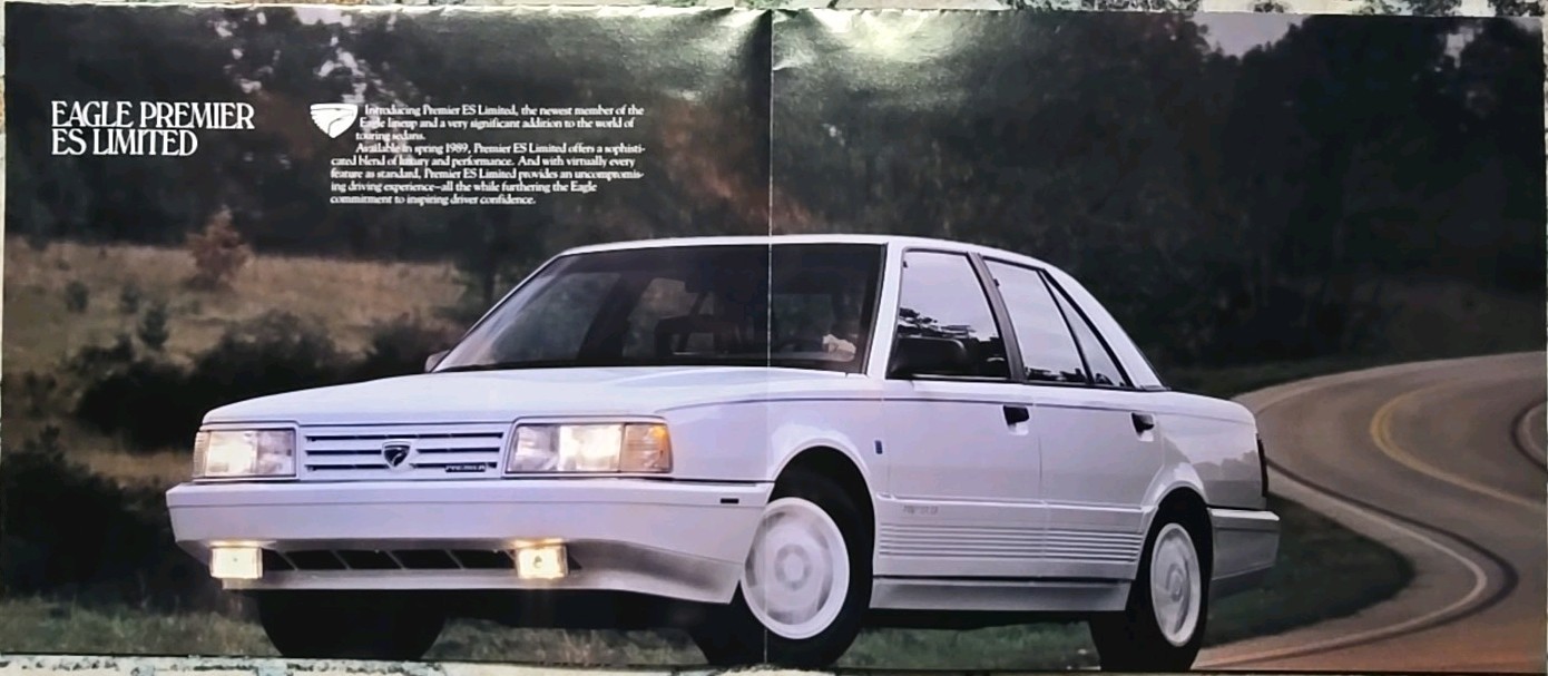 * PRISTINE CLEAN ORIGINAL 1989 EAGLE PREMIER ES LIMITED FOLDOUT SALES BROCHURE *