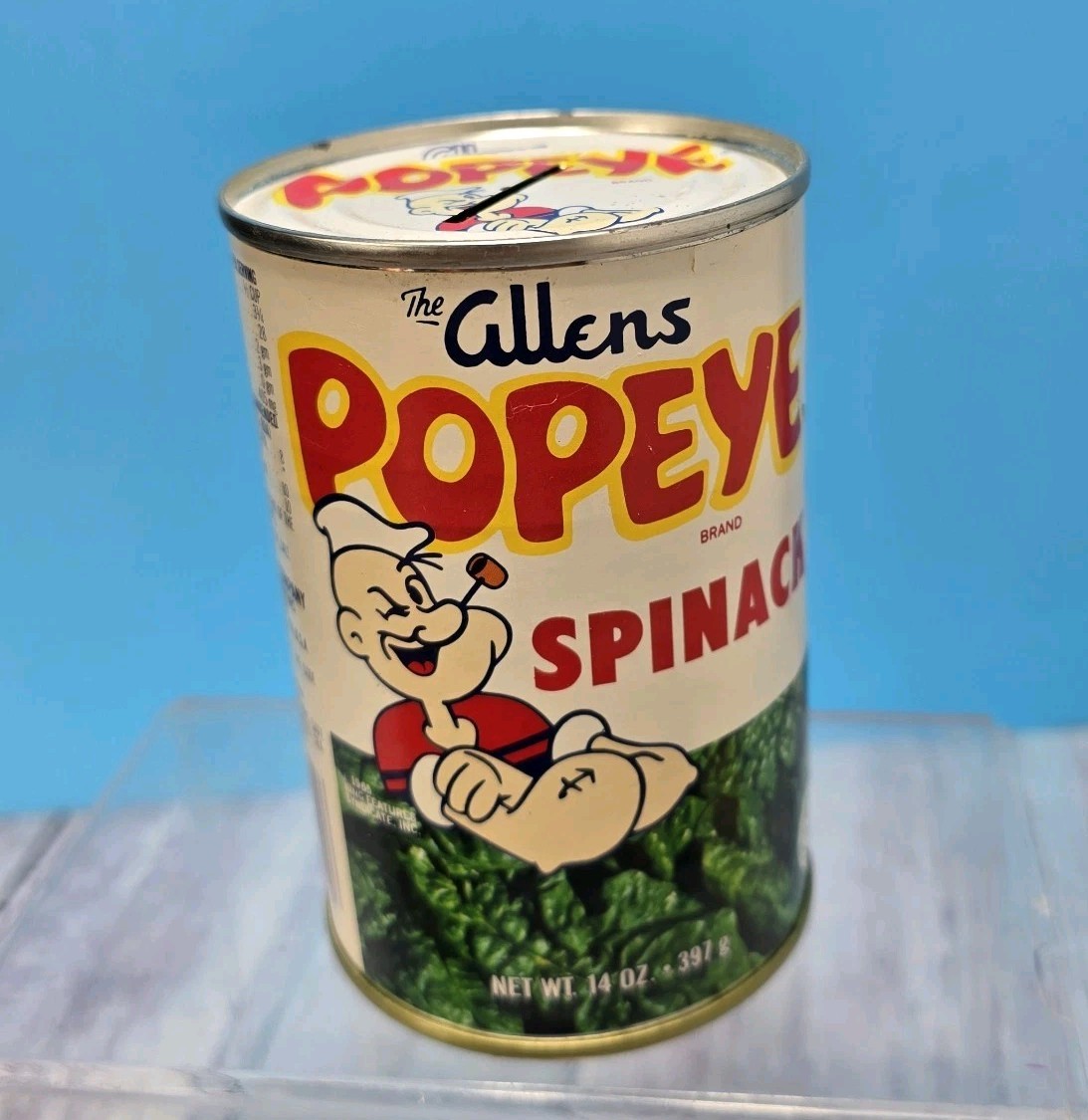 Vtg Popeye The Sailor Spinach Can Advertising Bank Nos Allen's Canning 