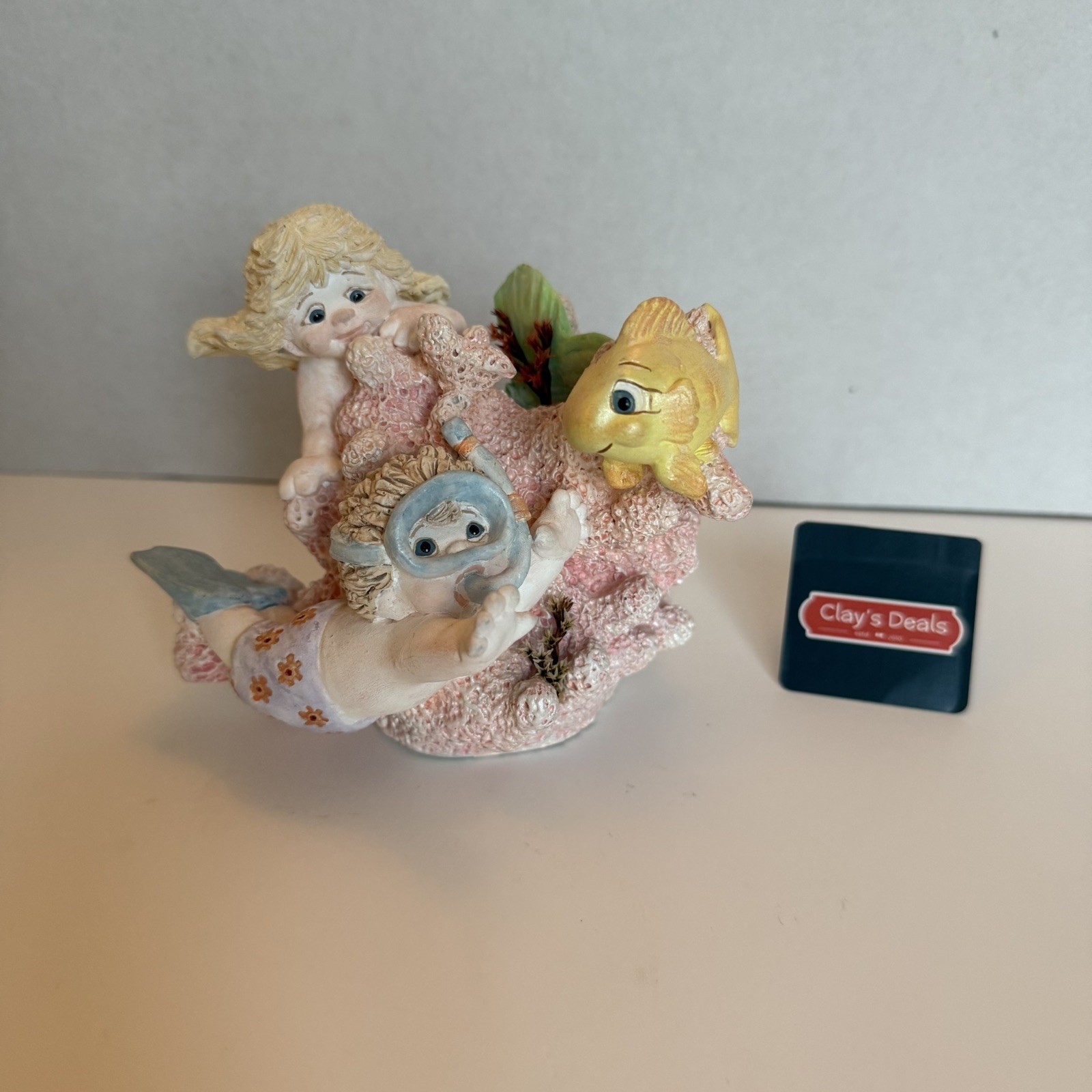 Vintage Dreamsicles Mermaid Snorkel Coral “Ocean Friends” Figurine Signed 1997
