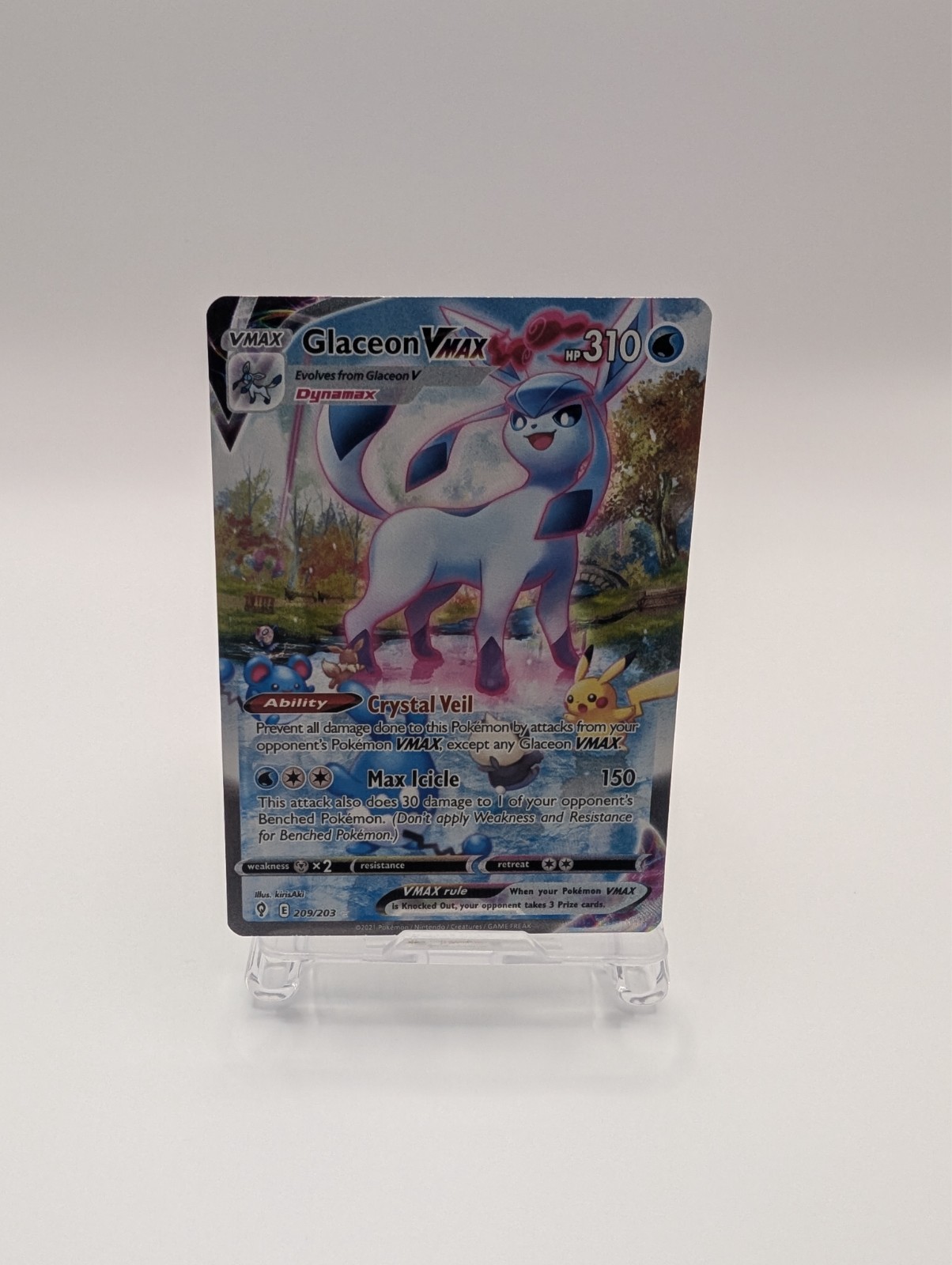 Glaceon VMAX (Alternate Art Secret) 209/203 Swsh07: Evolving Skies Holo LP