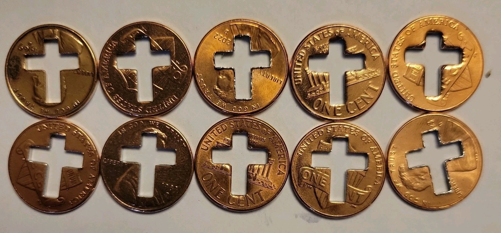 Cross Cut Pennies, 20 pennies with a cross cut Jesus Christianity Volume Pricing