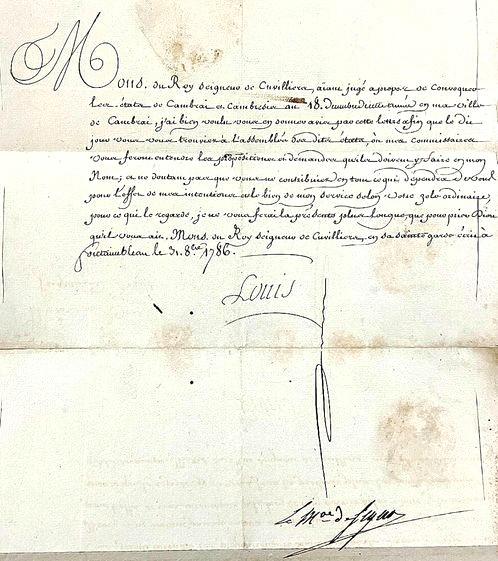 RARE ORIGINAL 1786 LETTER SIGNED LOUIS VI LAST EMPEROR OF FRANCE (Beheaded 1793)