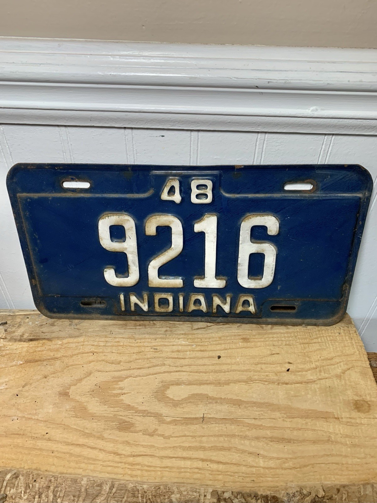 Vintage 1948 Indiana License Plate Antique Auto YOM Garage Decor 9216