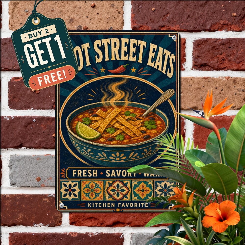 retro food poster typography steaming comfort dish illustration