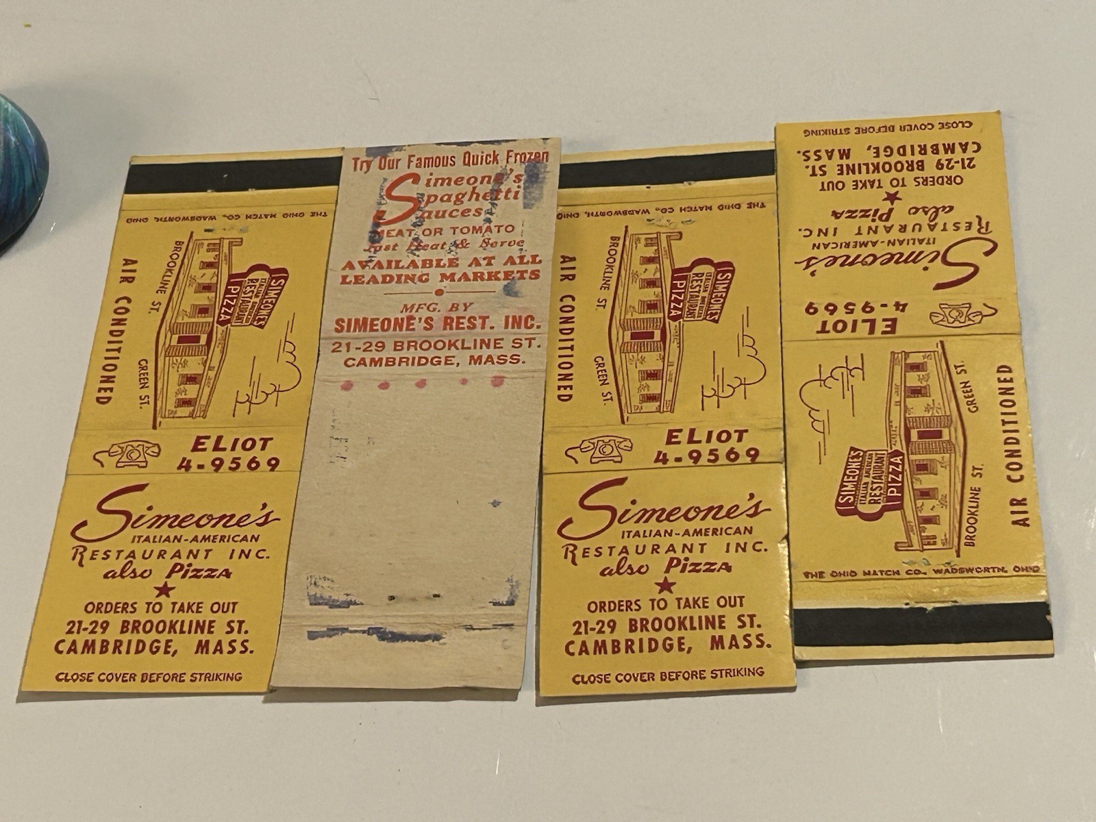 Matchbook Lot Simeones Italian Restaurant Cambridge MA Massachusetts Vintage