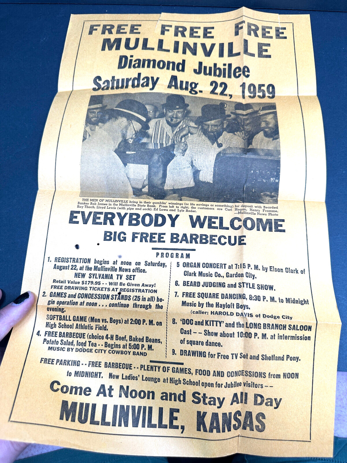 LOT vtg 1959 Ephemera Mullinville Kansas KS Jubilee Flyer Poster LOT vtg 1959 Ephemera Mullinville Kansas KS Jubilee Flyer Poster