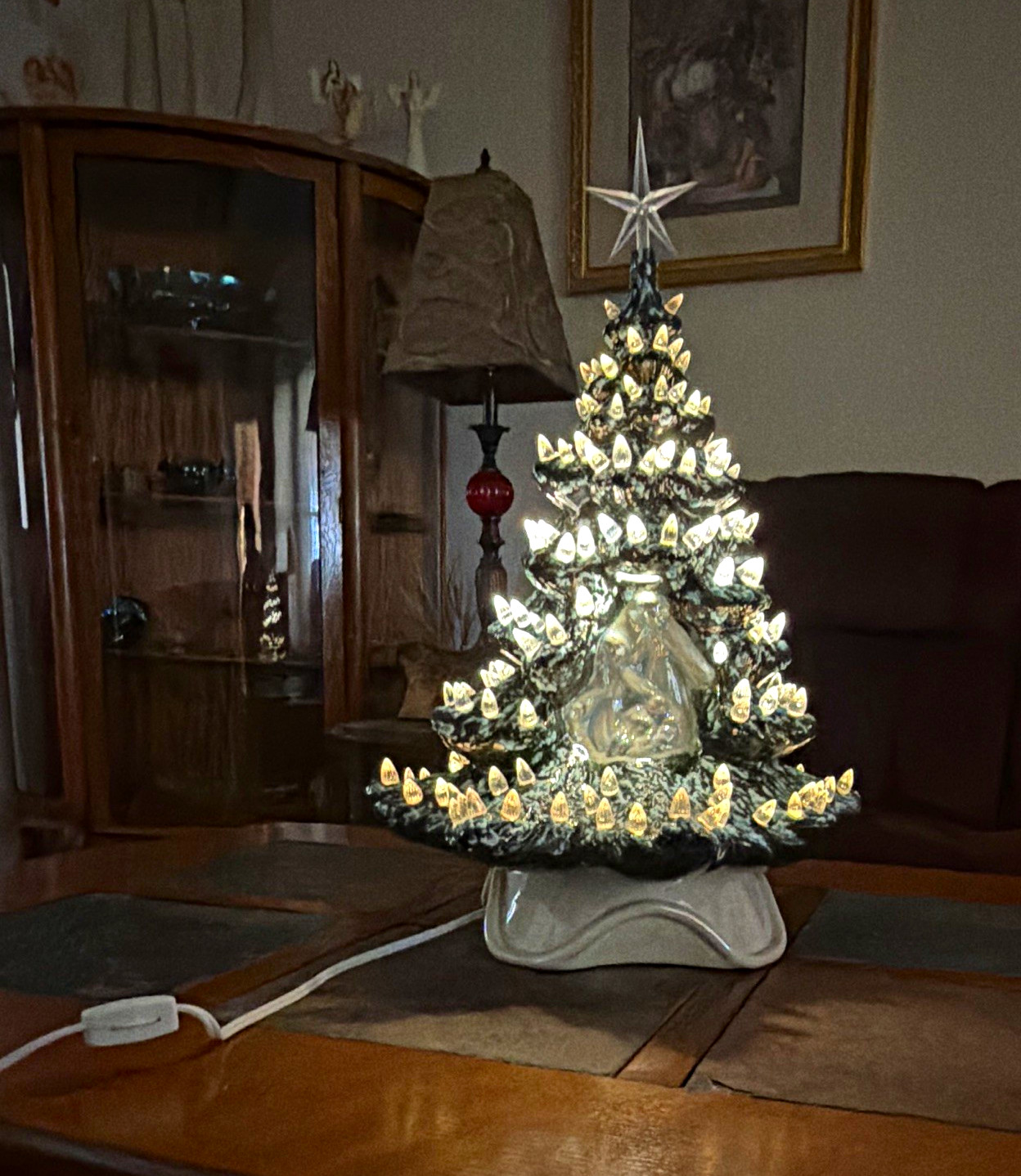 Vintage Ceramic Christmas Tree (holy family) 21” Tall Christmas tree