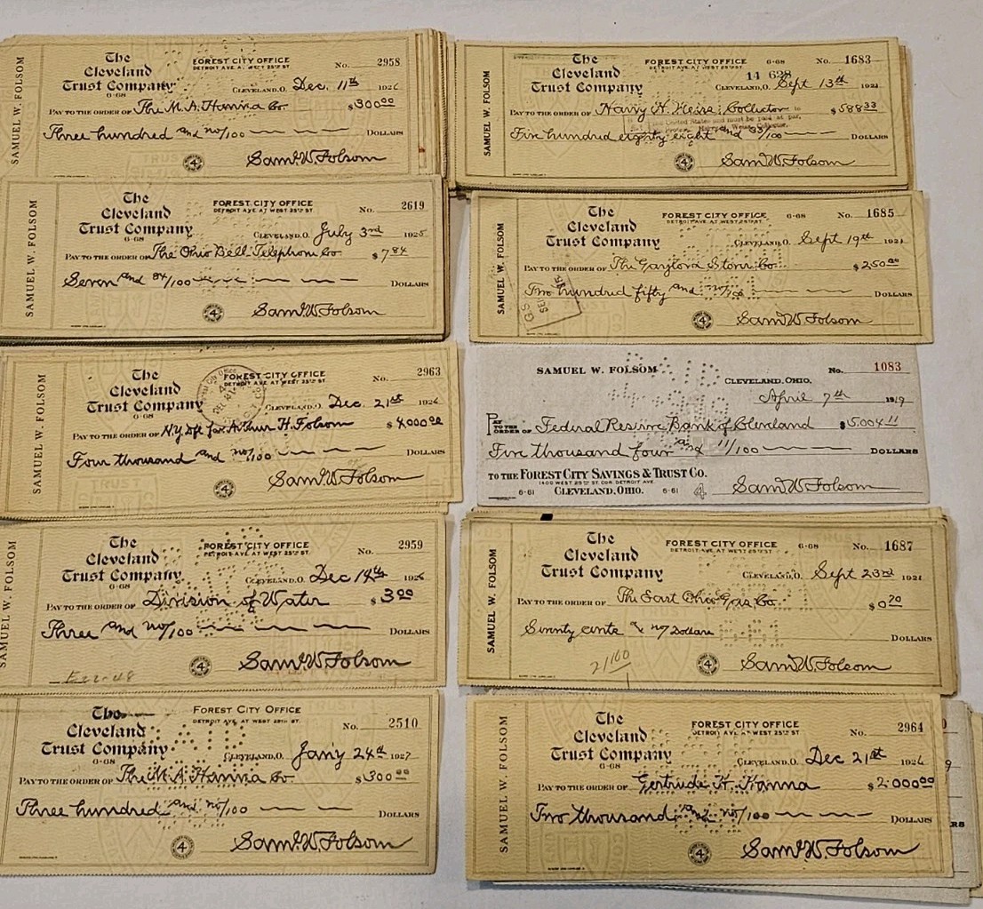 Antique Lot of 150 Cancelled Checks Samuel W. Folsom Cleveland OH 1904 - 1928 L2 Antique Lot of 150 Cancelled Checks Samuel W. Folsom Cleveland OH 1904 - 1928 L2