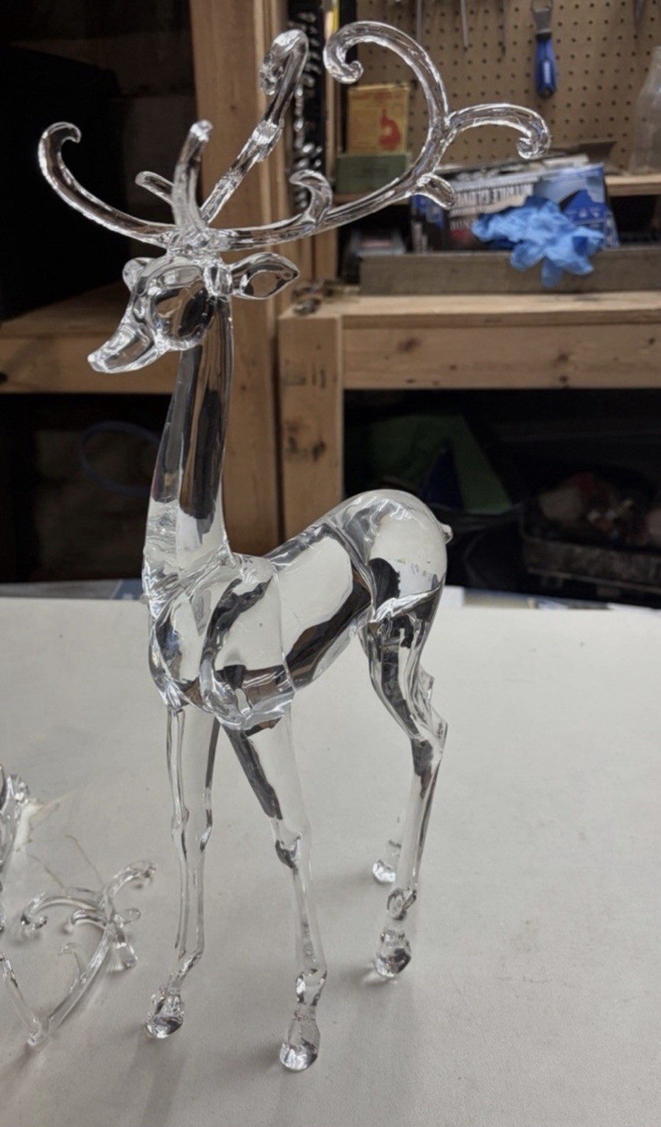 Melrose International Acrylic Deer Figurine - Holiday Decor Christmas NEW