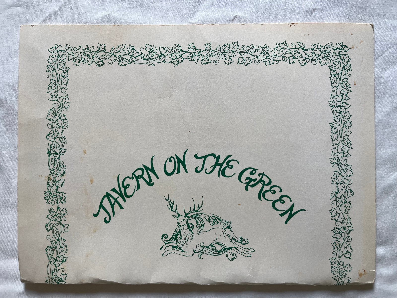 Tavern on The Green Restaurant Menu Central Park at West 67th Street NY Vtg
