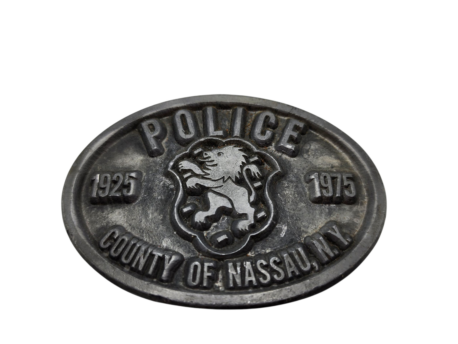 Police Nassau County NY 50th Anniversary Belt Buckle 1925-1975 Vintage RARE