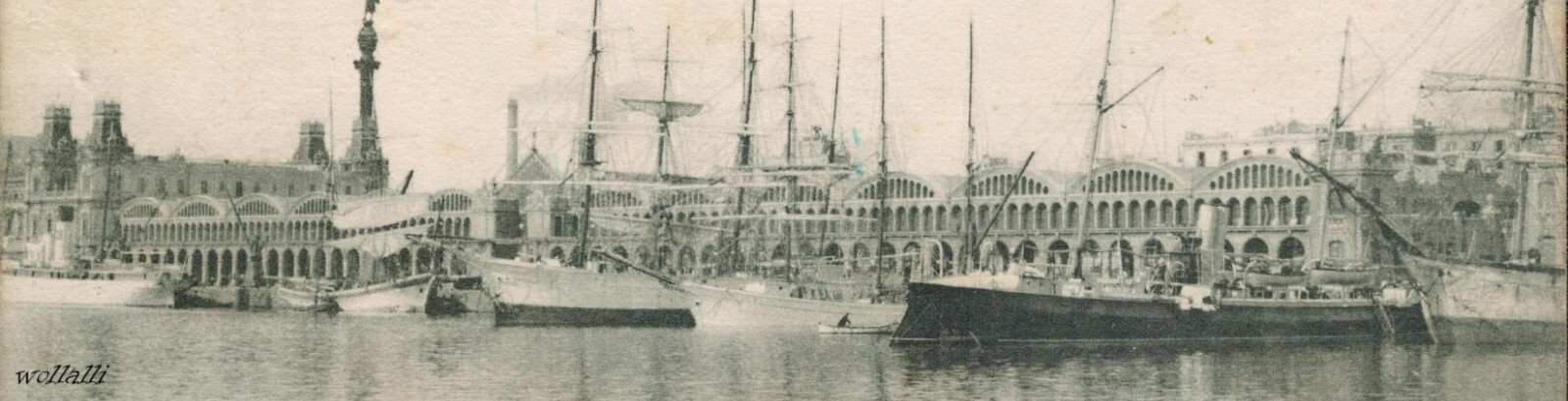 Rare Litho 63 Barcelona Puerto Vista Parcial 1910 Tarjeta Postal