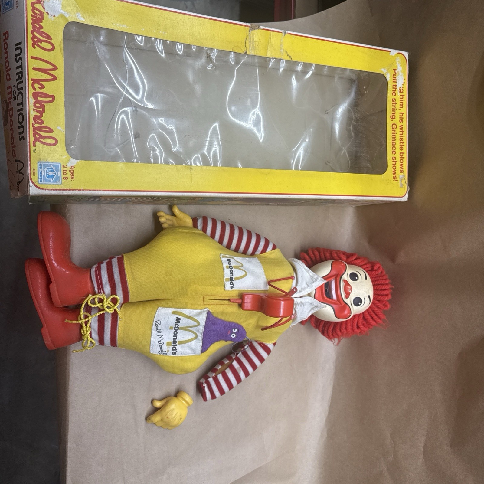 1978 Ronald McDonald Whistle & Grimace Plush Doll Hasbro 21\