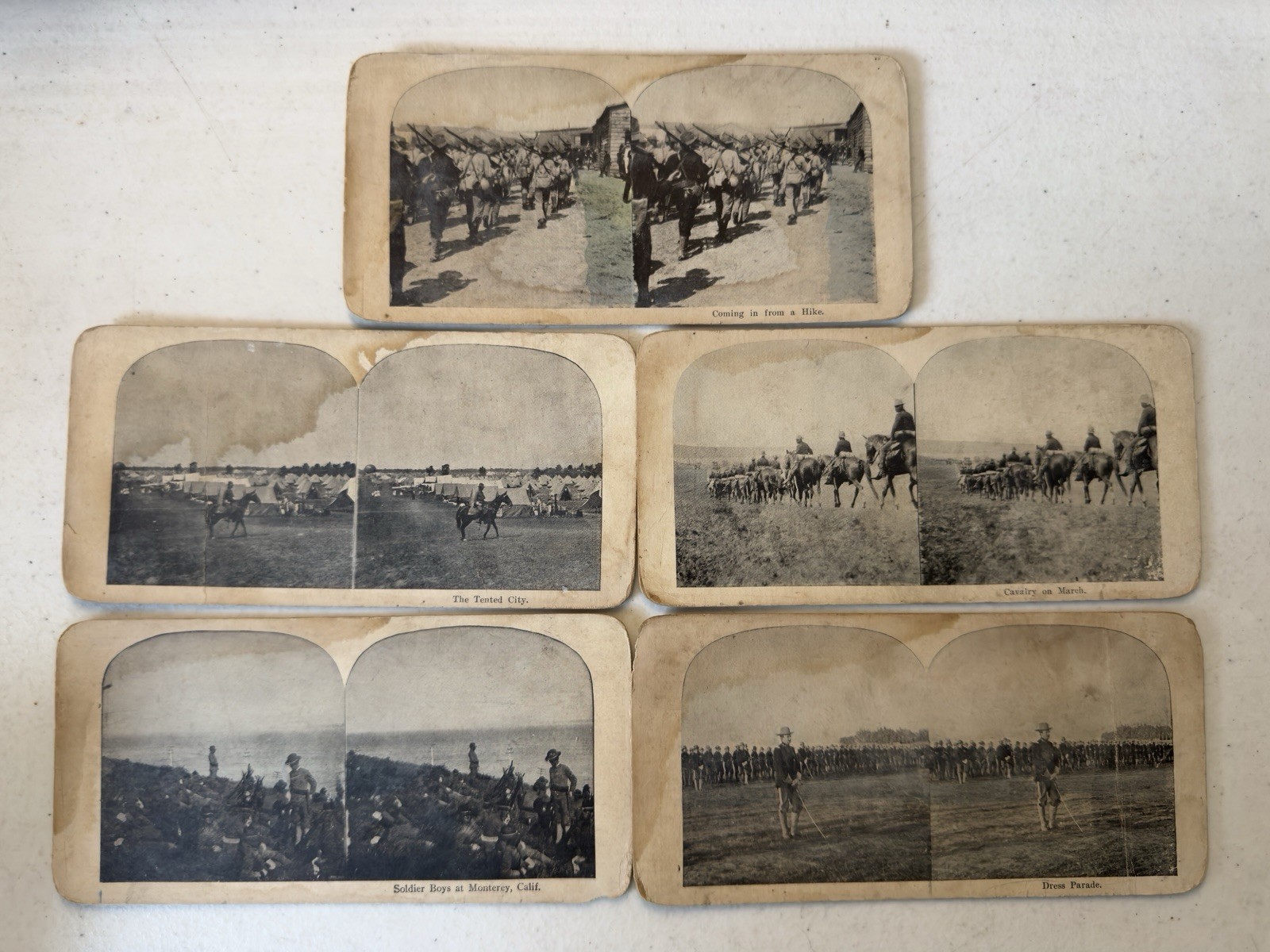 5 Stereoviews Spanish-American War 1900-1902 Monterey Buffalo Soldiers Military