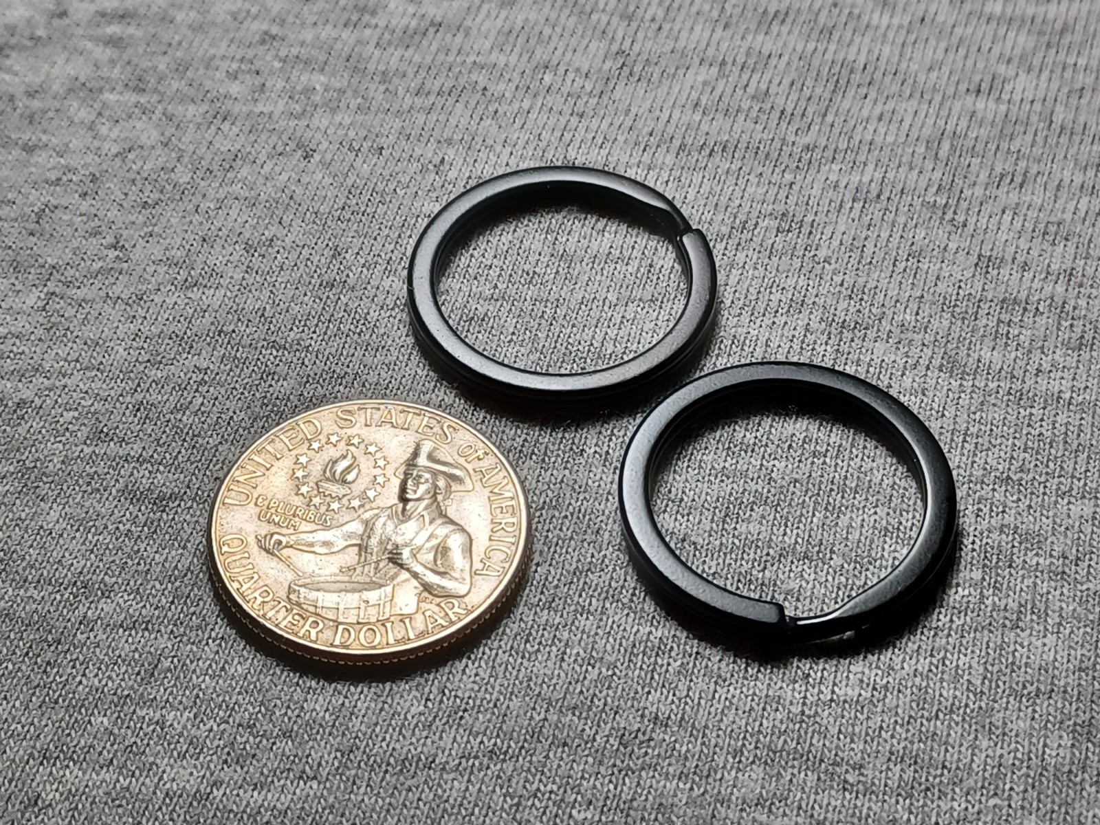 (2) Black Metal 1 Inch(25mm) Flat Split Ring Key Rings Key Holders