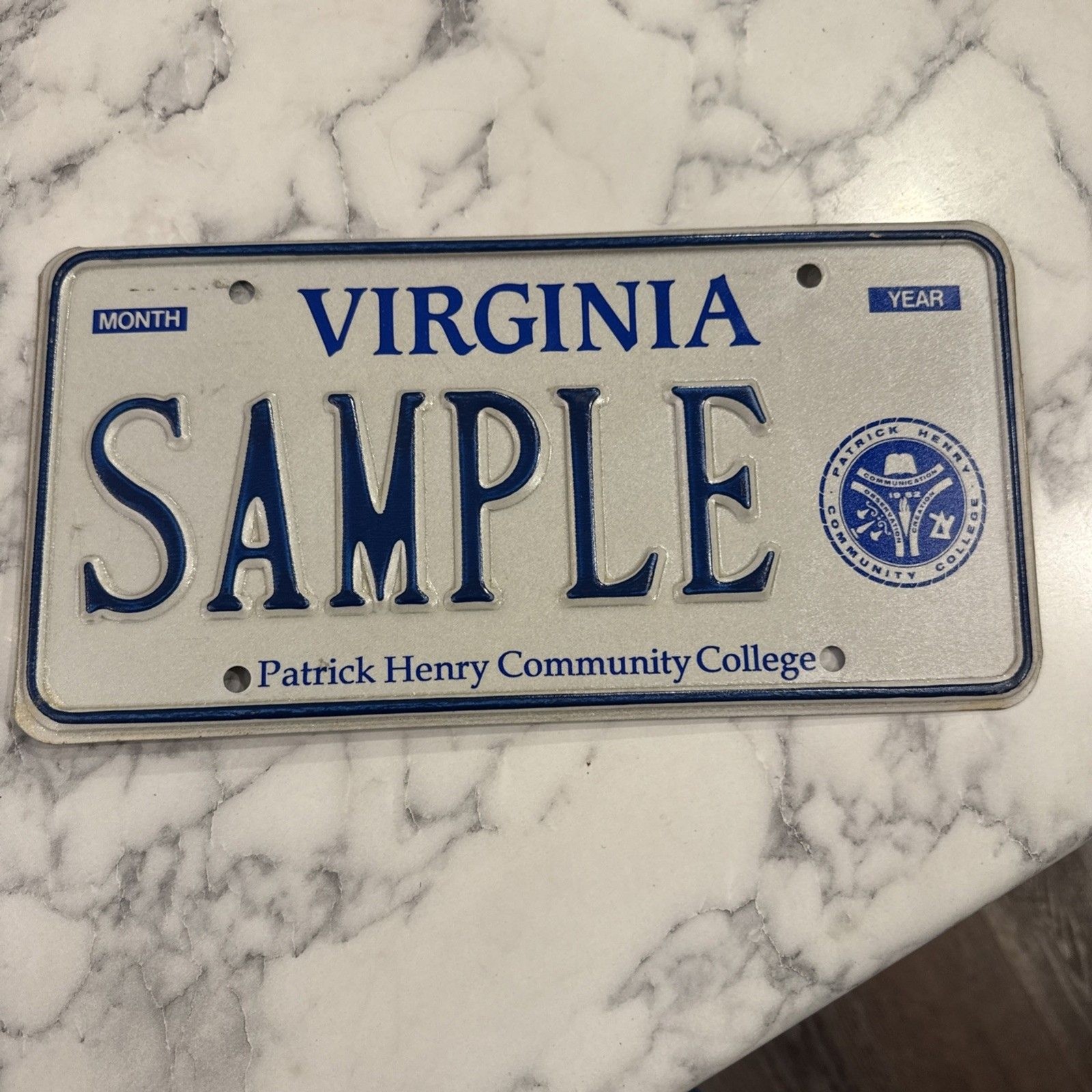 VTG 2000s Virginia Patrick Henry Community College Graphic License Plate SAMPLE