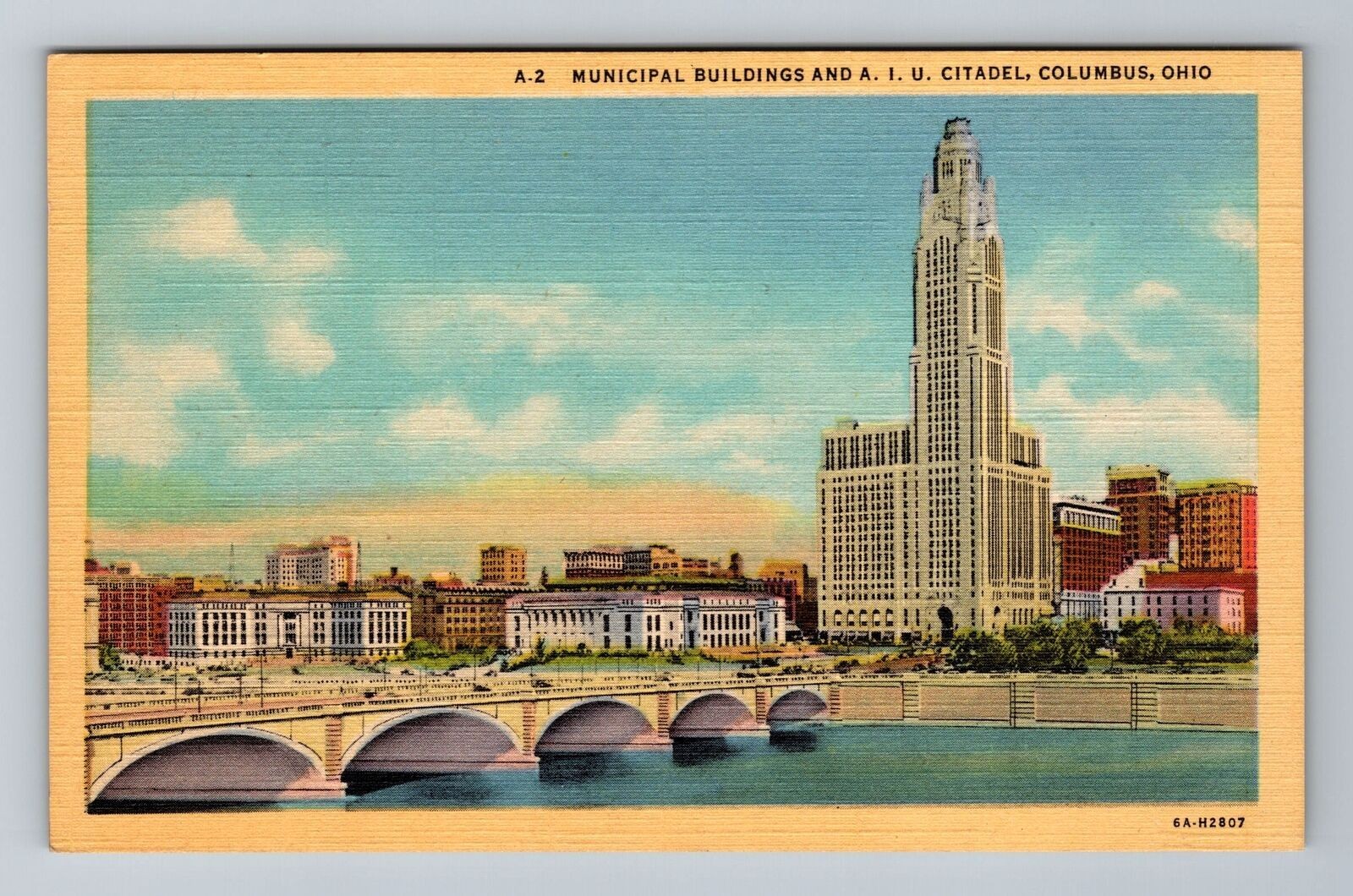 Columbus OH-Ohio, Municipal Buildings, Antique Vintage Souvenir Postcard