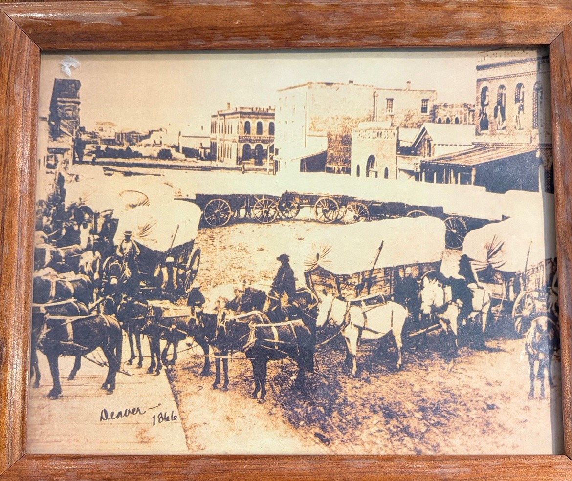 Framed Vintage 1866 Denver Photo - Horses Wagons Street Scene Old West Framed Vintage 1866 Denver Photo - Horses Wagons Street Scene Old West