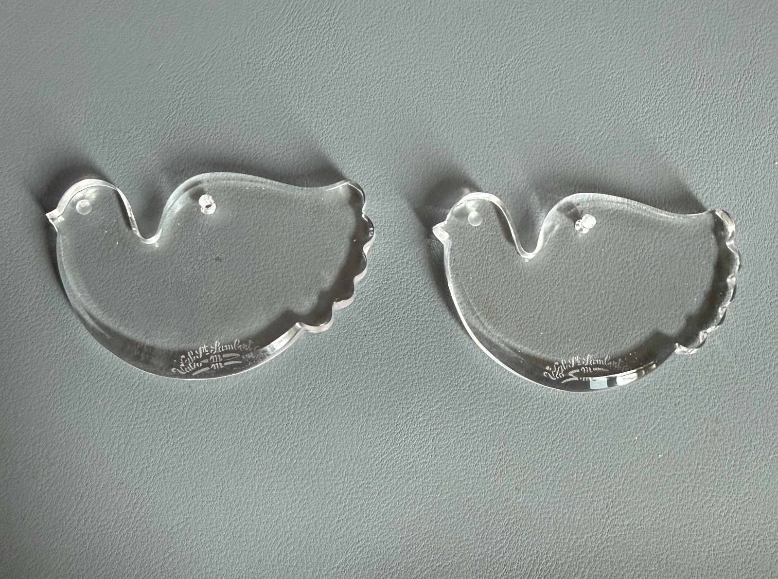 Vintage Crystal Christmas Turtle Doves (2) Ornaments Val St Lambert