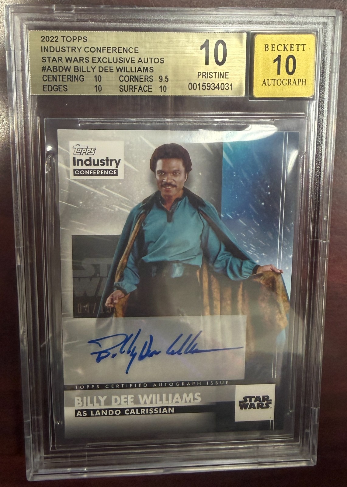 2022 Topps Industry Conference Billy Dee Williams as Lando  Auto /15 BGS 10 *446
