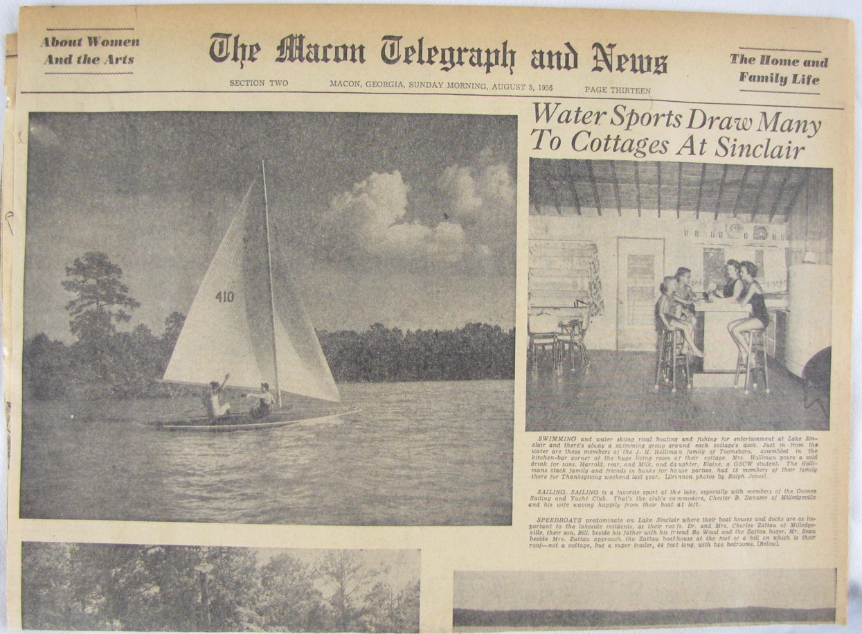 Vintage 1956 LAKE SINCLAIR, Georgia Travel Newspaper
