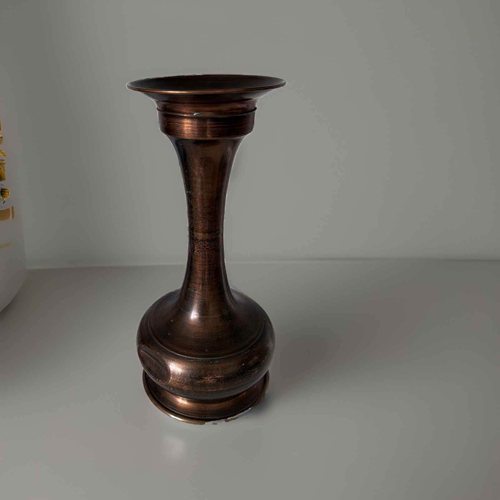 Vintage Patinated Brass Trumpet Candle Holder / Bud Vase – 12.5