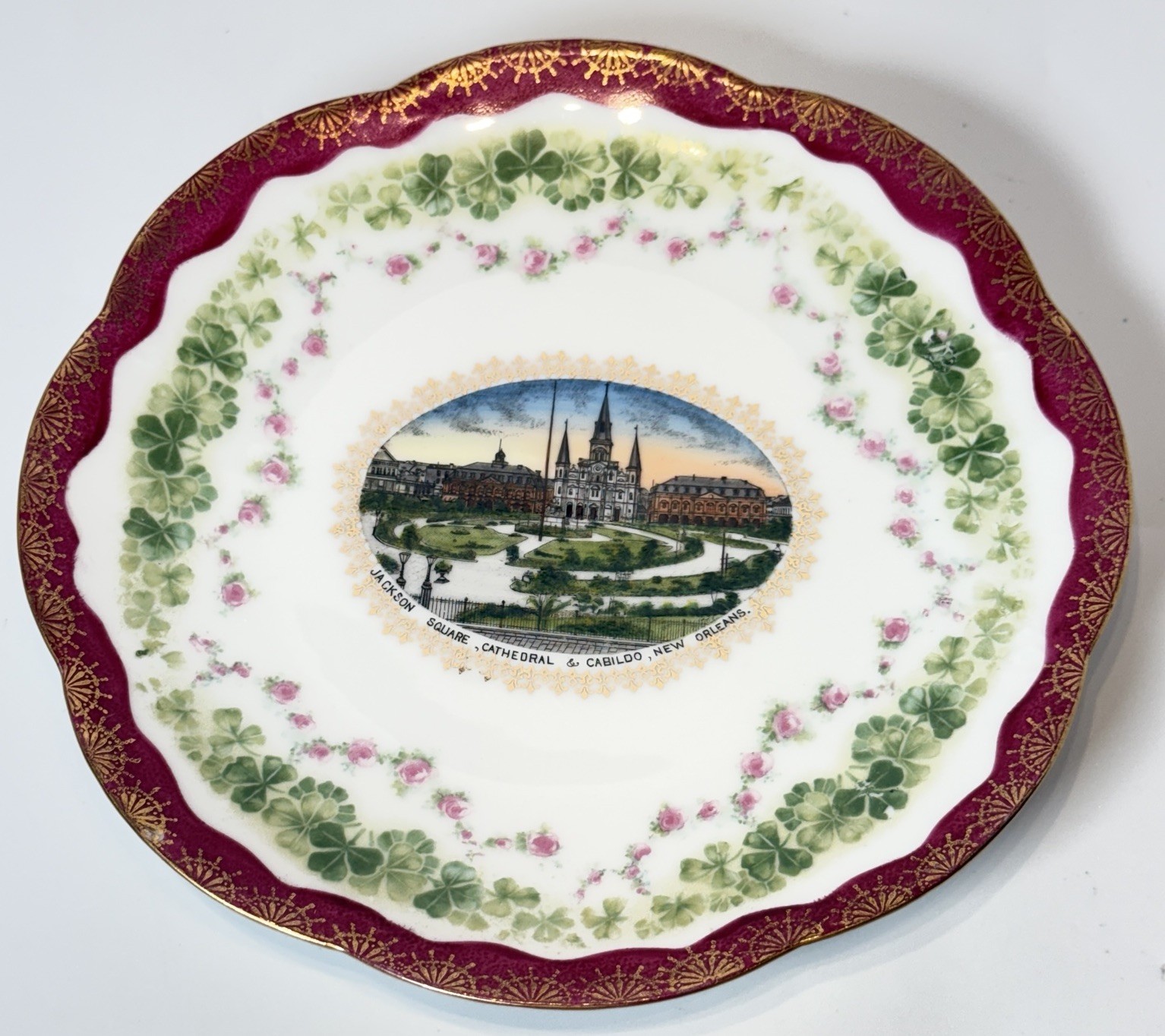 NEW ORLEANS LA  Antique JACKSON SQUARE CABILDO CHURCH Souvenir DISH PLATE