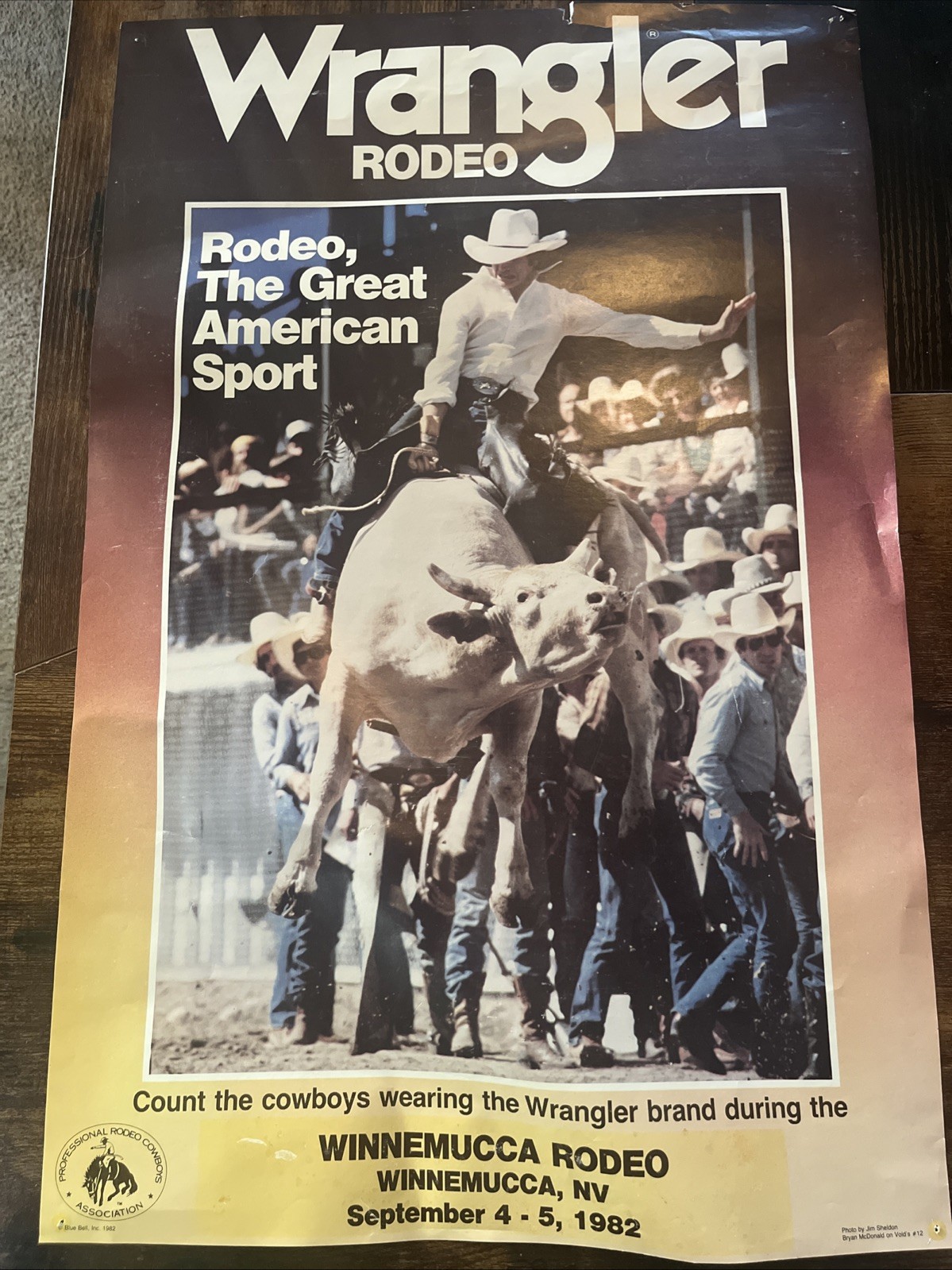 Vintage 1982 Wrangler Jeans Rodeo Winnemucca Nevada Cowboy Poster 26.5” x 17” Vintage 1982 Wrangler Jeans Rodeo Winnemucca Nevada Cowboy Poster 26.5” x 17”