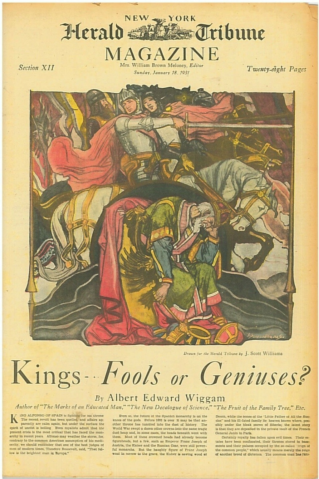 Kings Fools or Geniuses Albert Wiggam J F Dobie J Scott Williams January 18 1931
