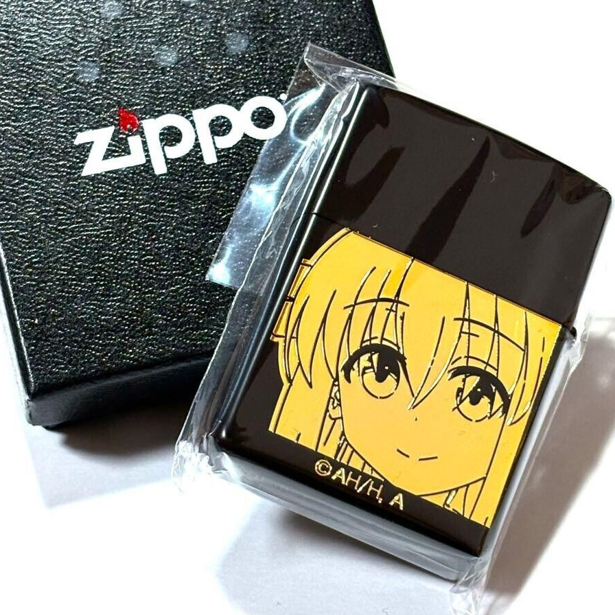 Zippo Bocchi The Rock Black Gold 2 Sided Etching Lighter Regular Case Japan Zippo Bocchi The Rock Black Gold 2 Sided Etching Lighter Regular Case Japan