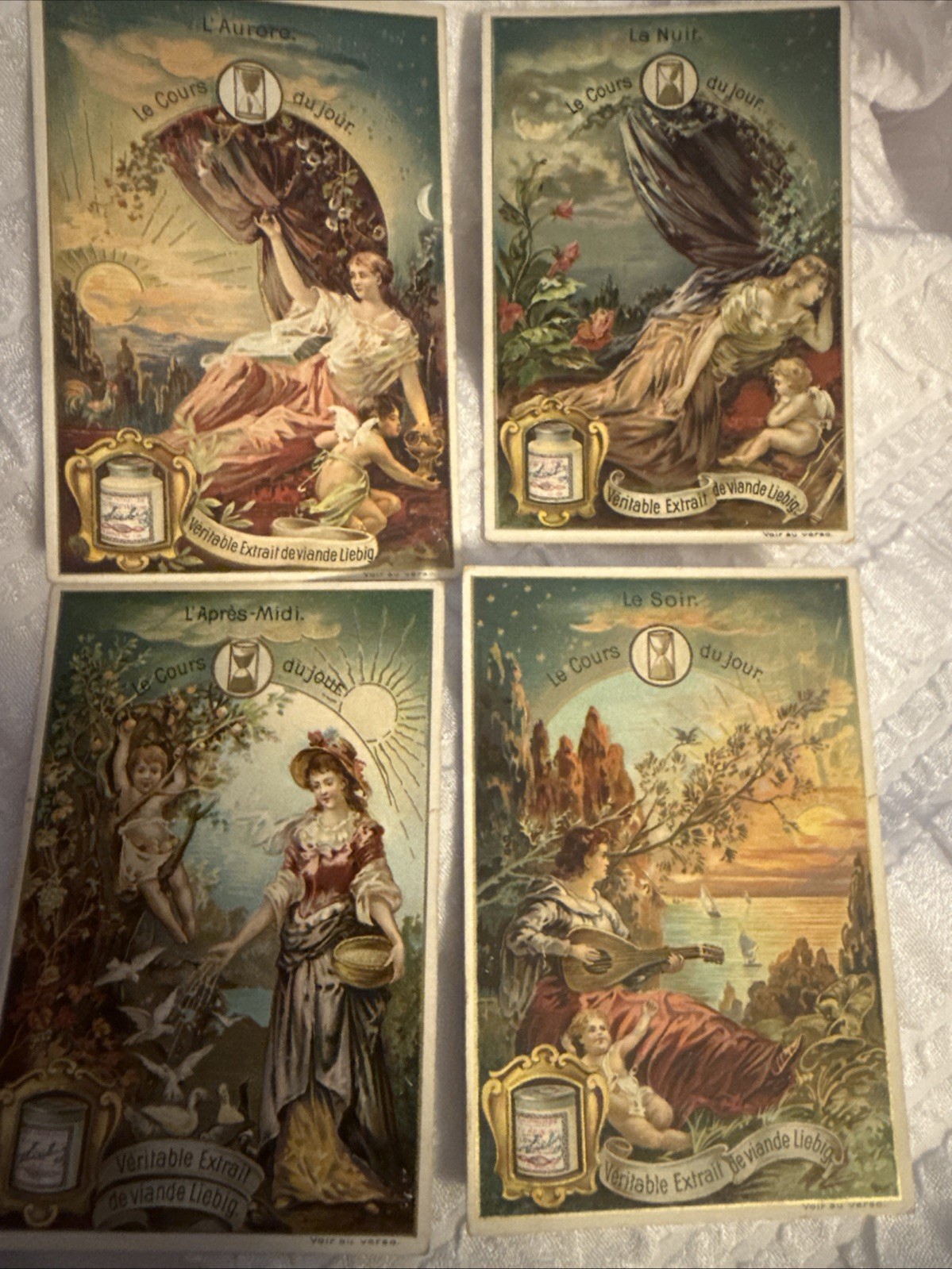 Set 4,  Rare 1895 Trade Card Set - Liebig's Fleisch-Extract - Course of the Day