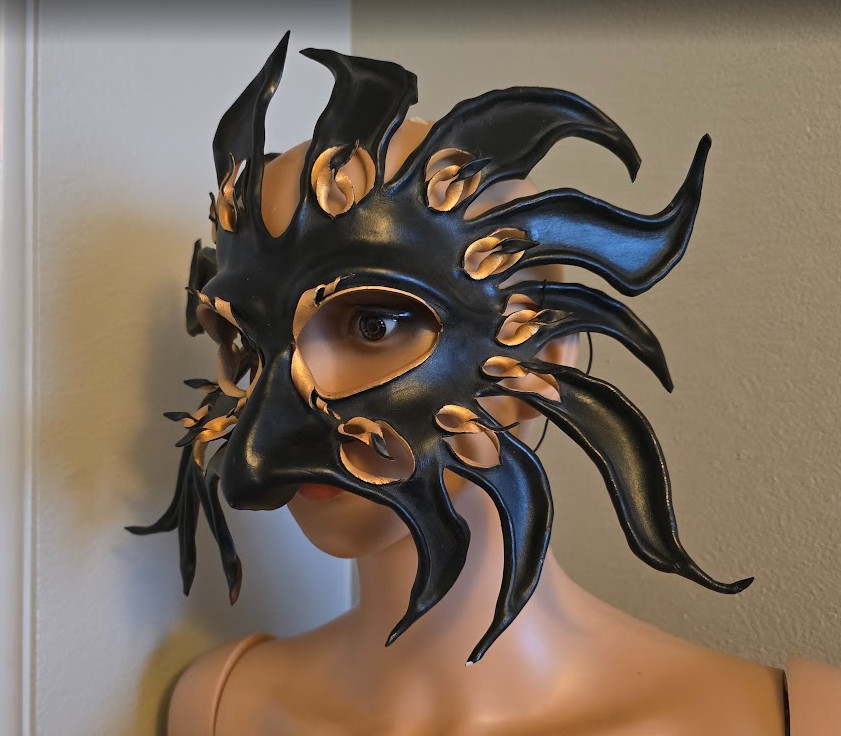 Vintage Jim Gibeault Signed Leather Mask New Orleans Mardi Gras Wearable Art