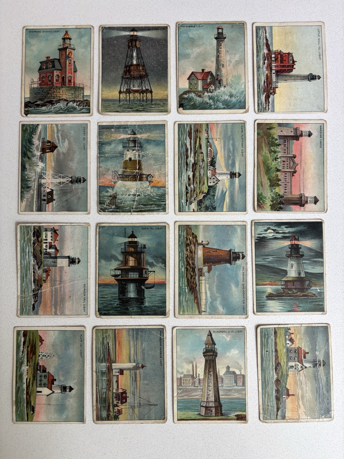 Hassan Tobacco Cigarette Cards 1911 Lighthouse Series Lot of 16 Cards