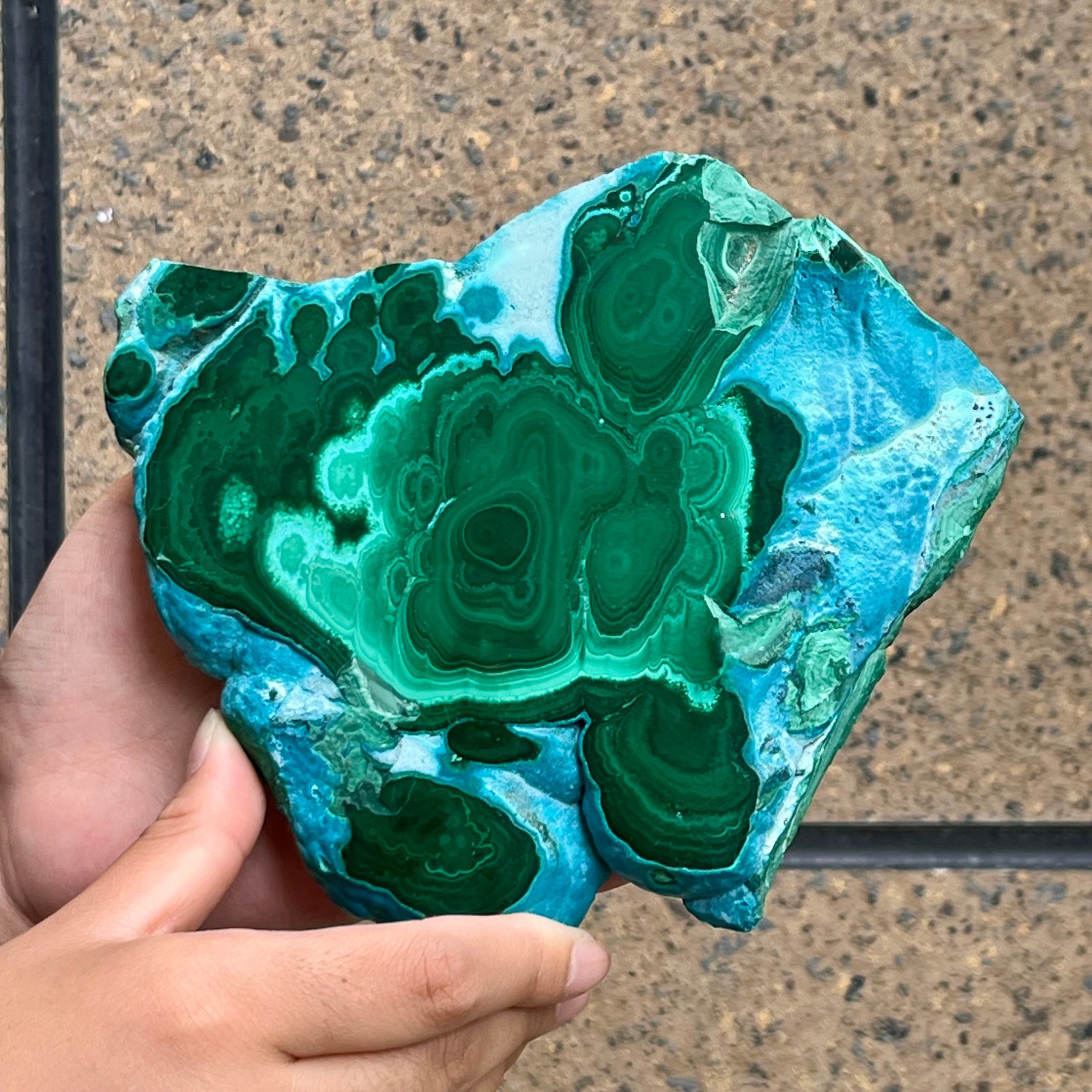 Natural Chrysocolla Polished Slice Blue Green Banded Mineral Specimen  926 g