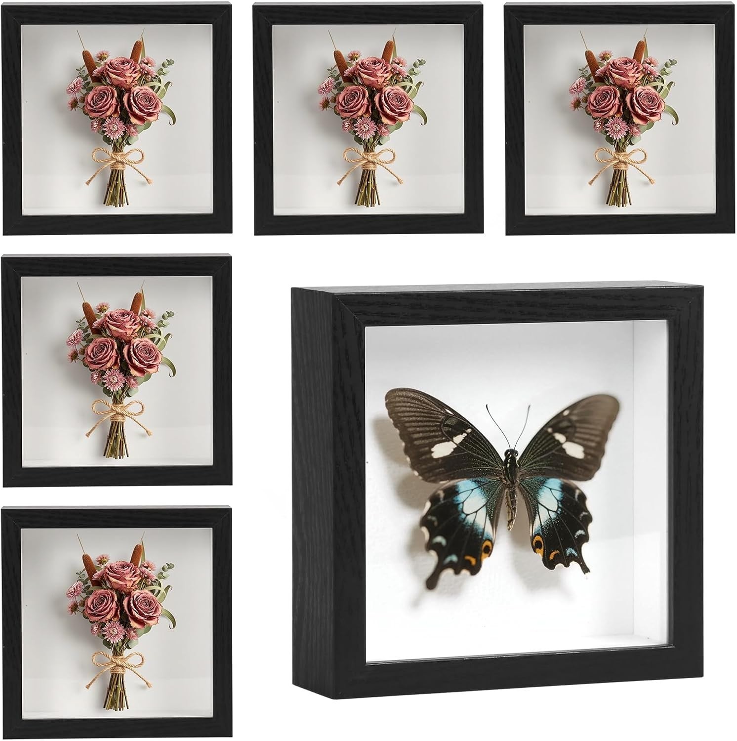 6 Pcs Shadow Box Frame - 5x5 Square Display Case for 5\ 6 Pcs Shadow Box Frame - 5x5 Square Display Case for 5\