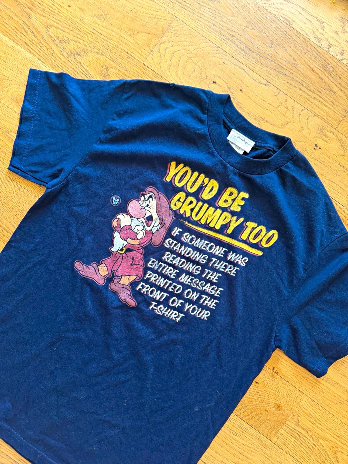 Walt Disney Grumpy “You’d Be Grumpy Too” Adult blue tshirt NOS size medium