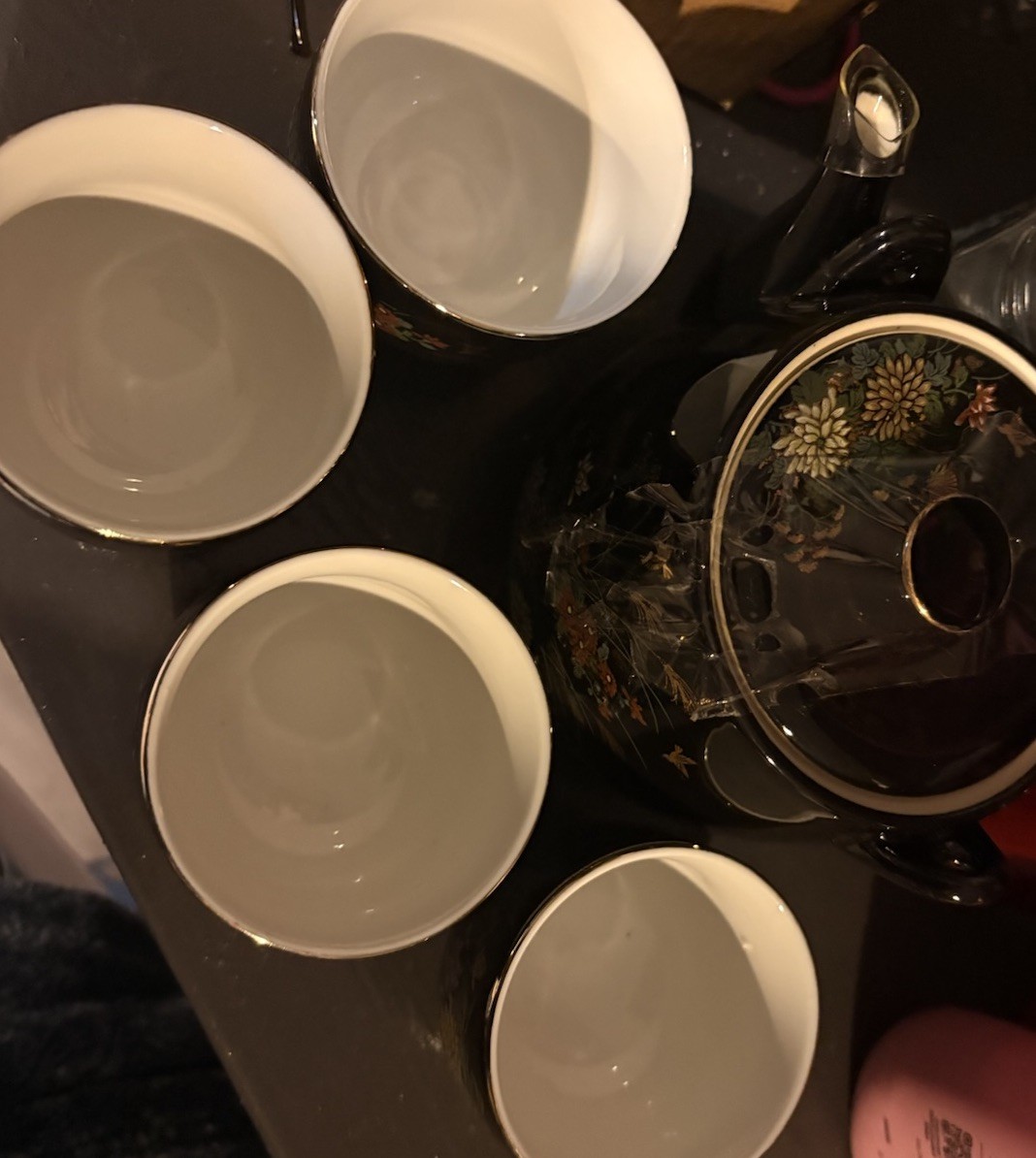 Sato Gordon Collection Vintage 5 Piece Japanese Porcelain Sake Set W/ Gold Rim