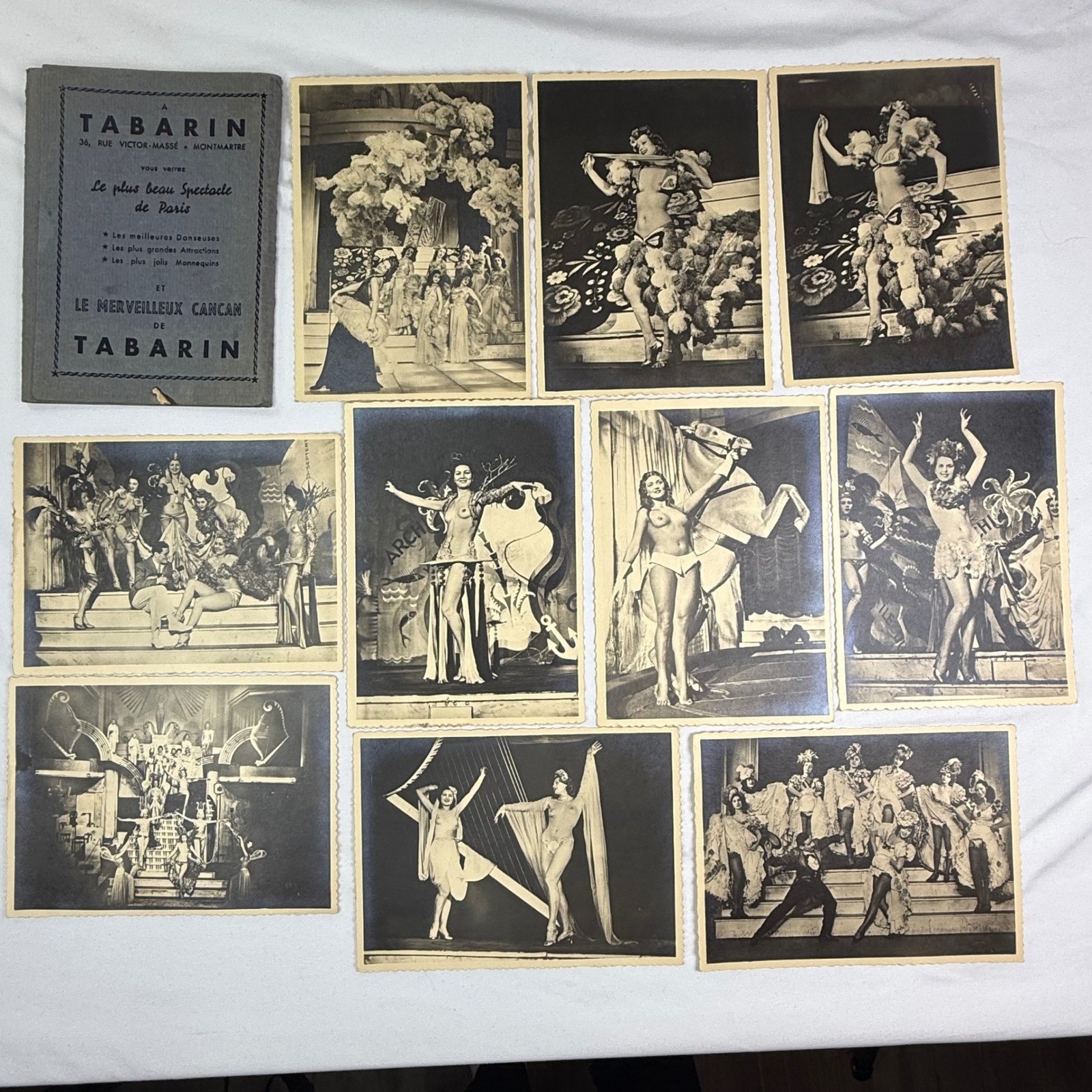 Vintage Bal Tabarin Paris Cabaret 5x7 Photo Lot French Cancan 10 Prints Folder
