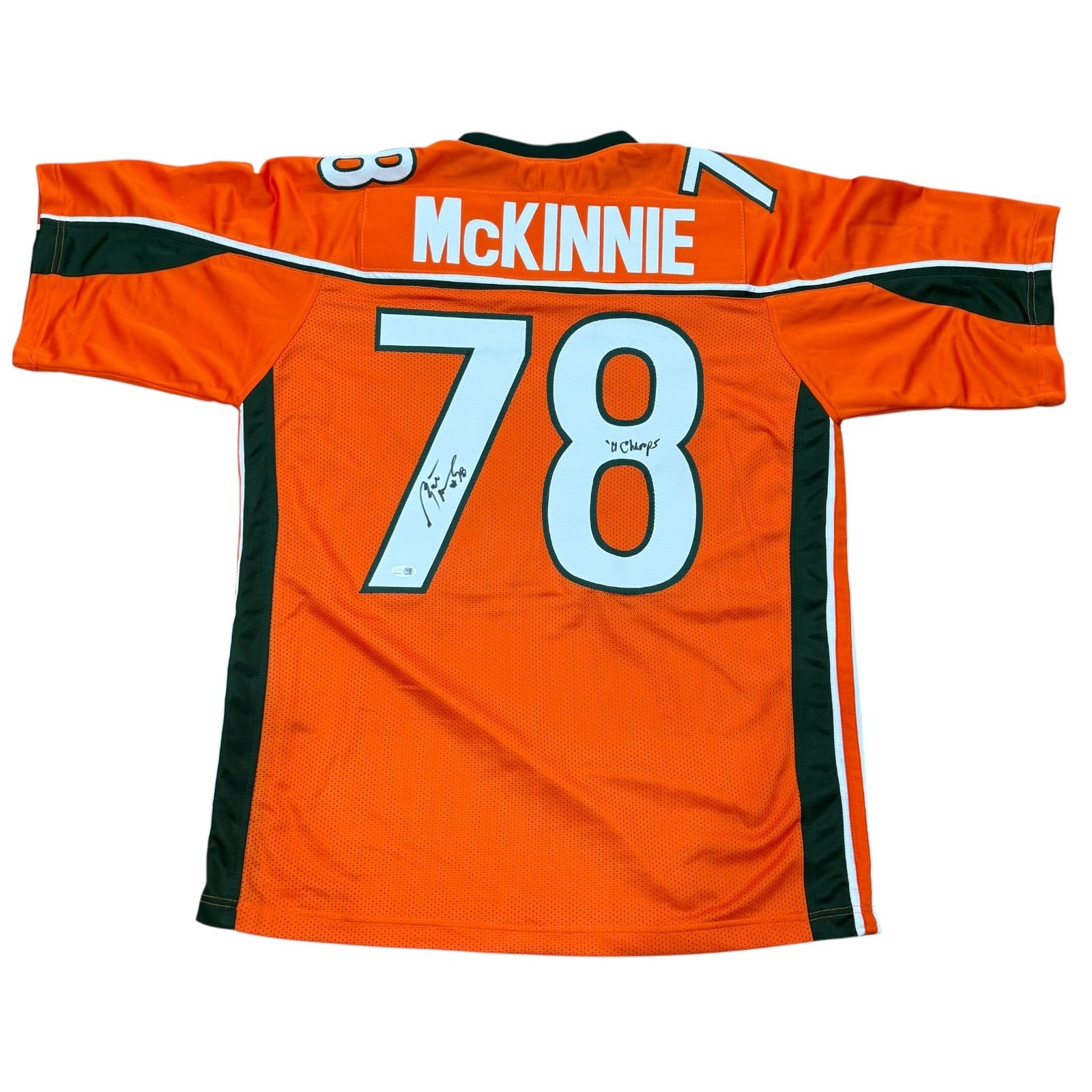 Bryant McKinnie Autographed Miami (Orange #78) Custom Stitched Jersey w/ \