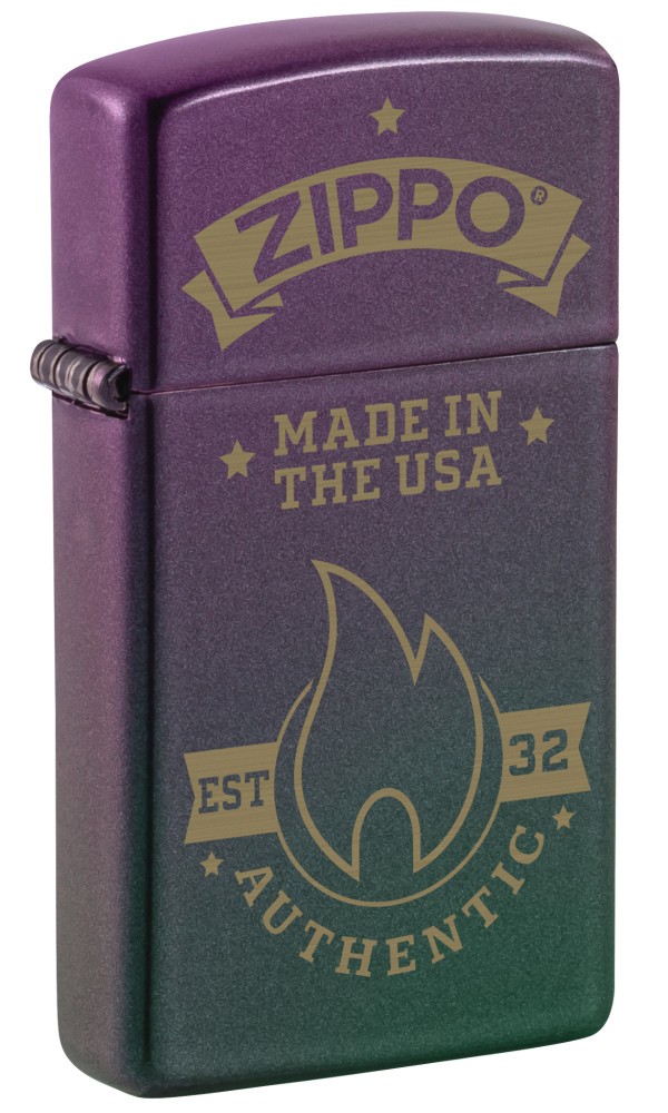 Zippo Authentic Zippo Design Slim Iridescent Windproof Pocket Lighter, 46838