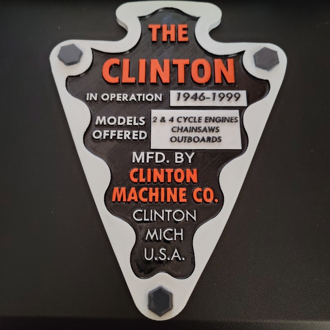 CLINTON ENGINE 3D PRINTED SIGN CLINTON ENGINE 3D PRINTED SIGN