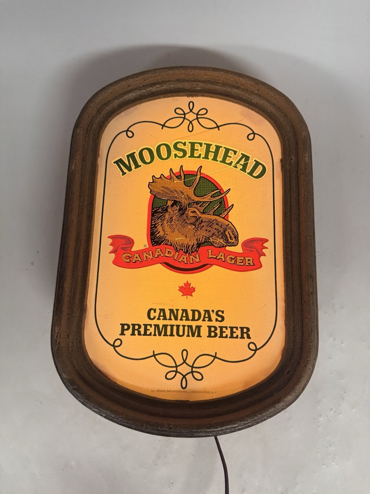 Vtg Moosehead Beer Light Up Sign Canadian Lager RARE DESIGN Bar Decor 14.5\