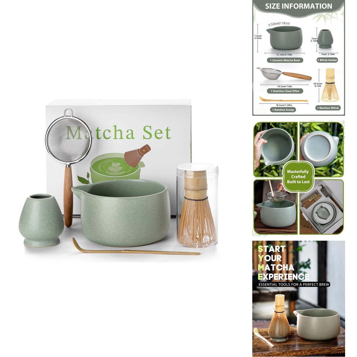 20OZ Matcha Whisk Set - 5PCS Chasen Set Matcha Bowl with Spout