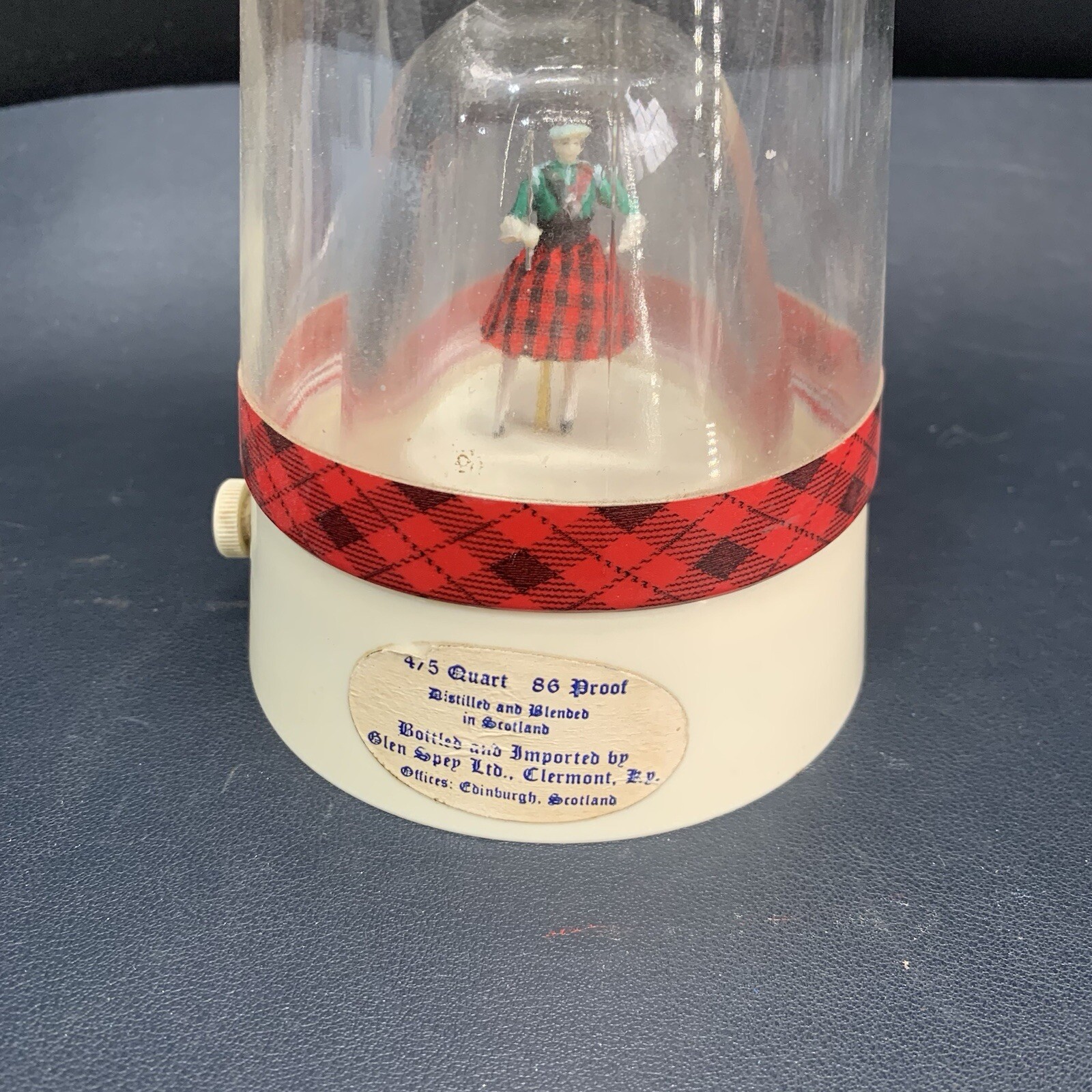 Vintage Gilbeys Scotch Whiskey Empty Decanter Music Box With Dancer For Parts.