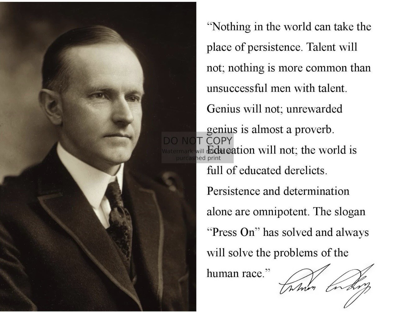PRESIDENT CALVIN COOLIDGE 8X10 PRINTED SIGNATURE / AUTOGRAPH REPRINT