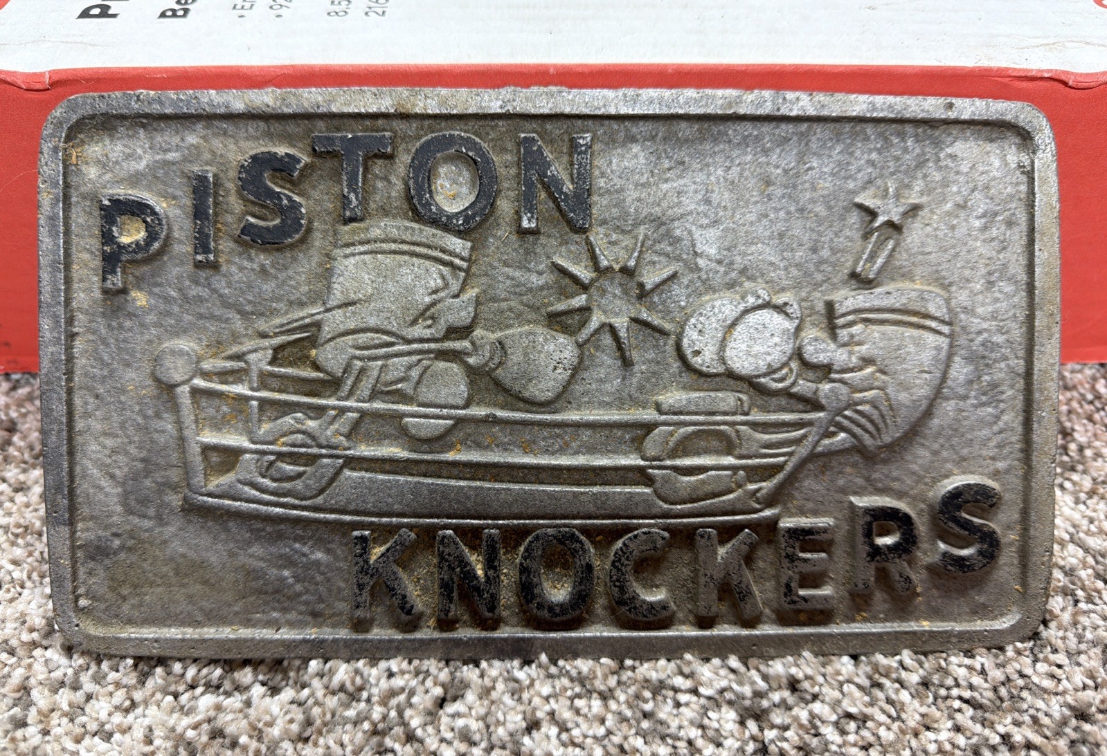 Vintage Auto Car Club Member Plaque Piston Knockers Sign Hot Rod Barn Find