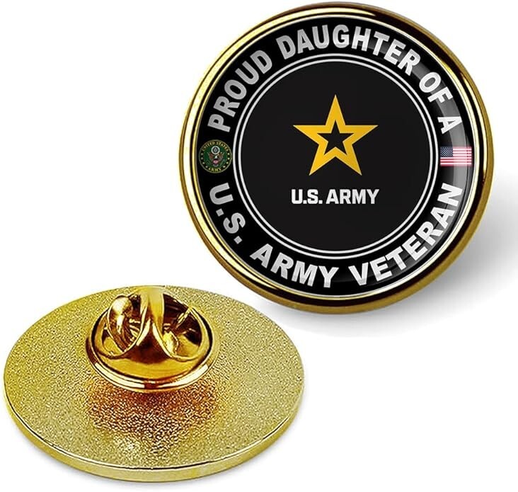 Proud Daughter of a United States Armed Veteran Tie Suit Shirt Lapel Pin - Gold Proud Daughter of a United States Armed Veteran Tie Suit Shirt Lapel Pin - Gold