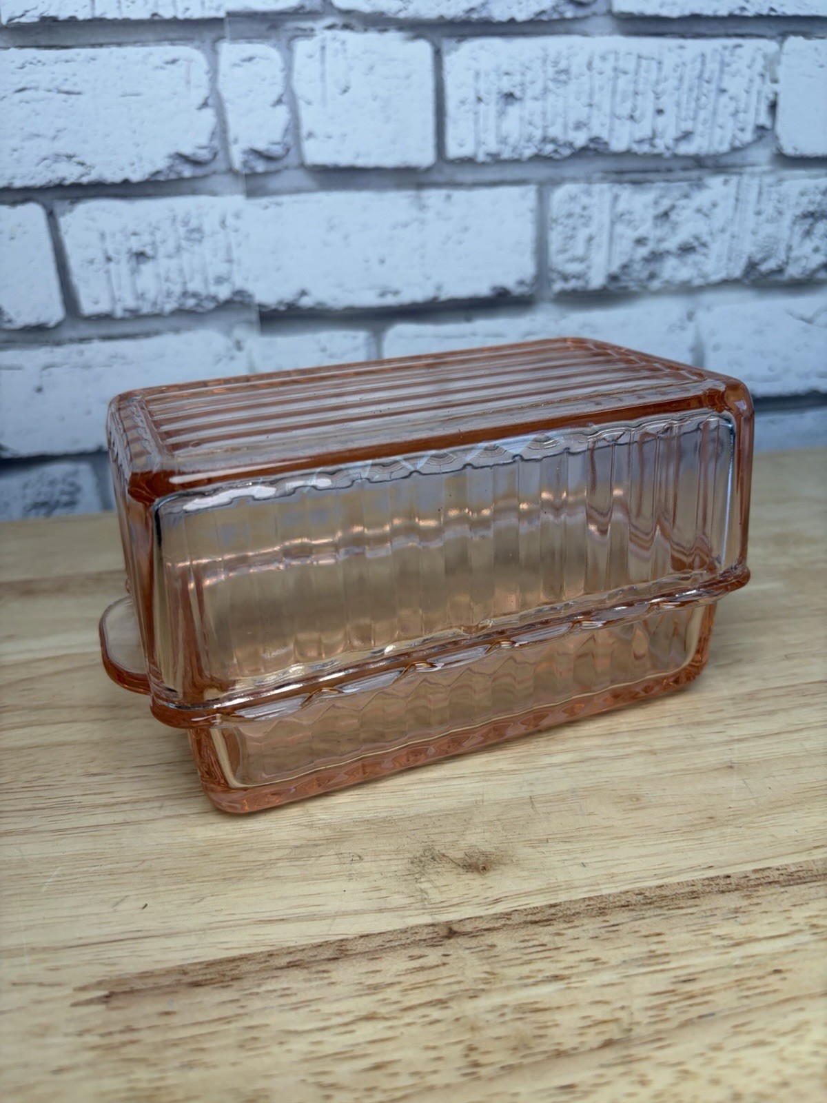 Pink Depression Glass Jennyware Butter Dish Jeannette 2 Pieces Rare Vintage