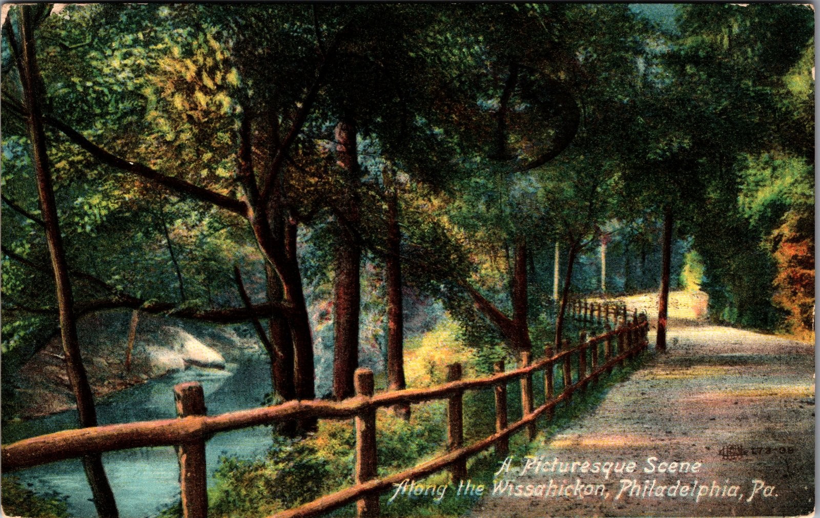 1908 A Picturesque Scene Along the Wissahickon Philadelphia PA Postcard